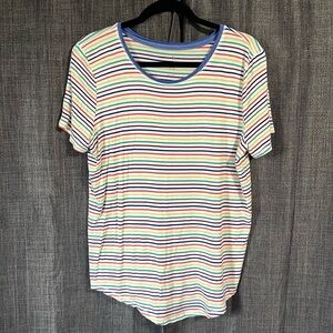 So the favorite crew rainbow striped tshirt size large